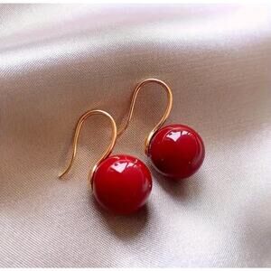 Cherry Red Classy Fruit Pearl Earrings, Versatile And Easy-to-wear, Casual Gift